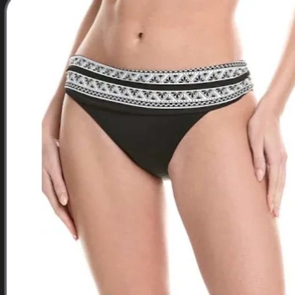 Nwt- Black Swim Bottom With White Pattern Trim ,Upf 50+